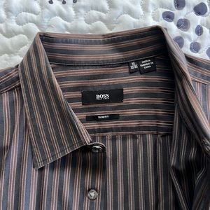 Hugo boss slim fit dress shirt (brown / 16” Neck)